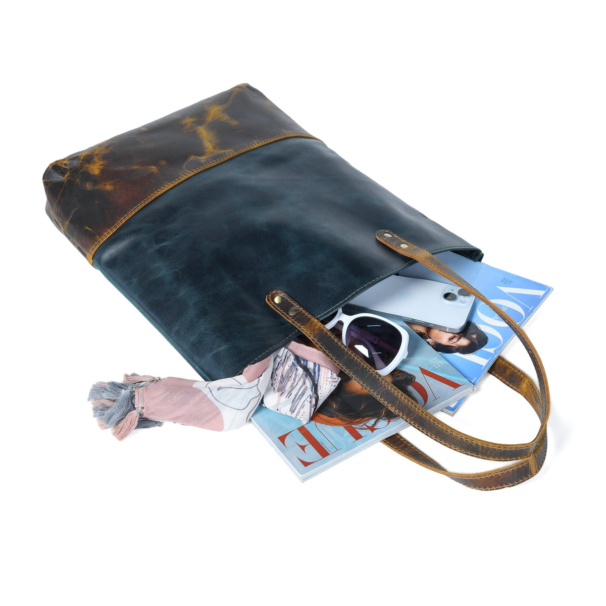 Blue Women's Leather Tote