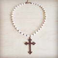 **Genuine Freshwater Pearl Collar Boho Necklace w/ Cross 263s