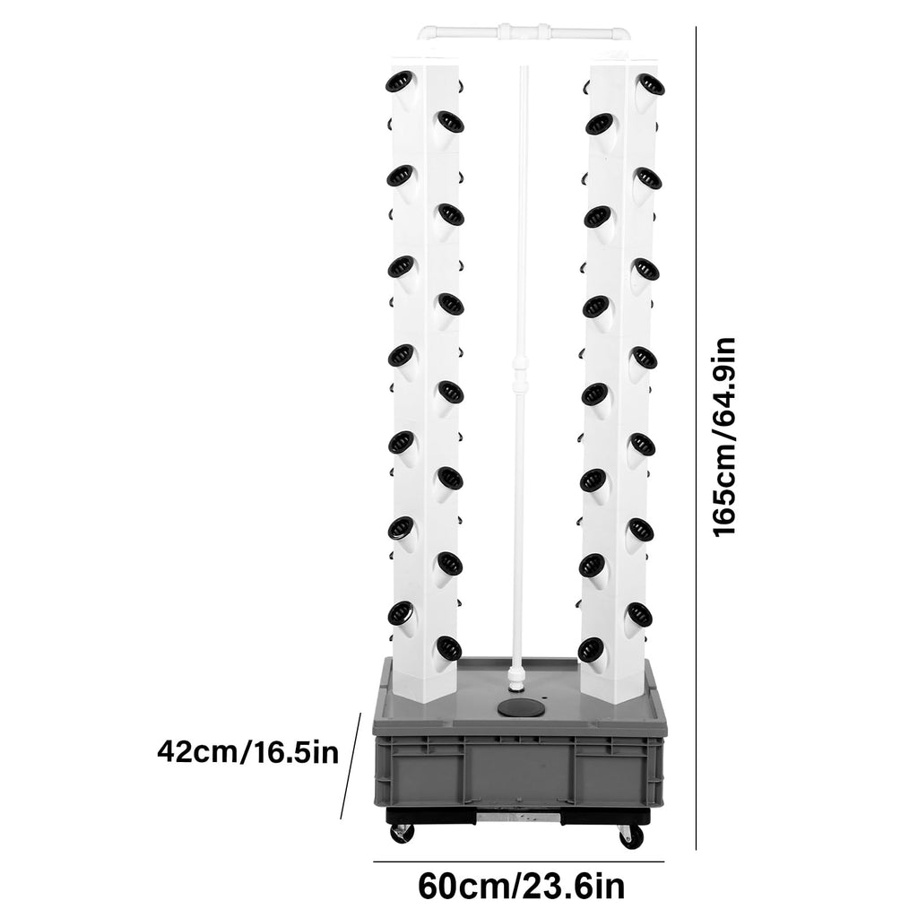 Hydroponic Tower, 14-Layer Hydroponics Growing System Kit with 70 Slots, Vertical Garden System with 20L Water Tank and Pump for Indoor Outdoor Home, Balcony & Patio