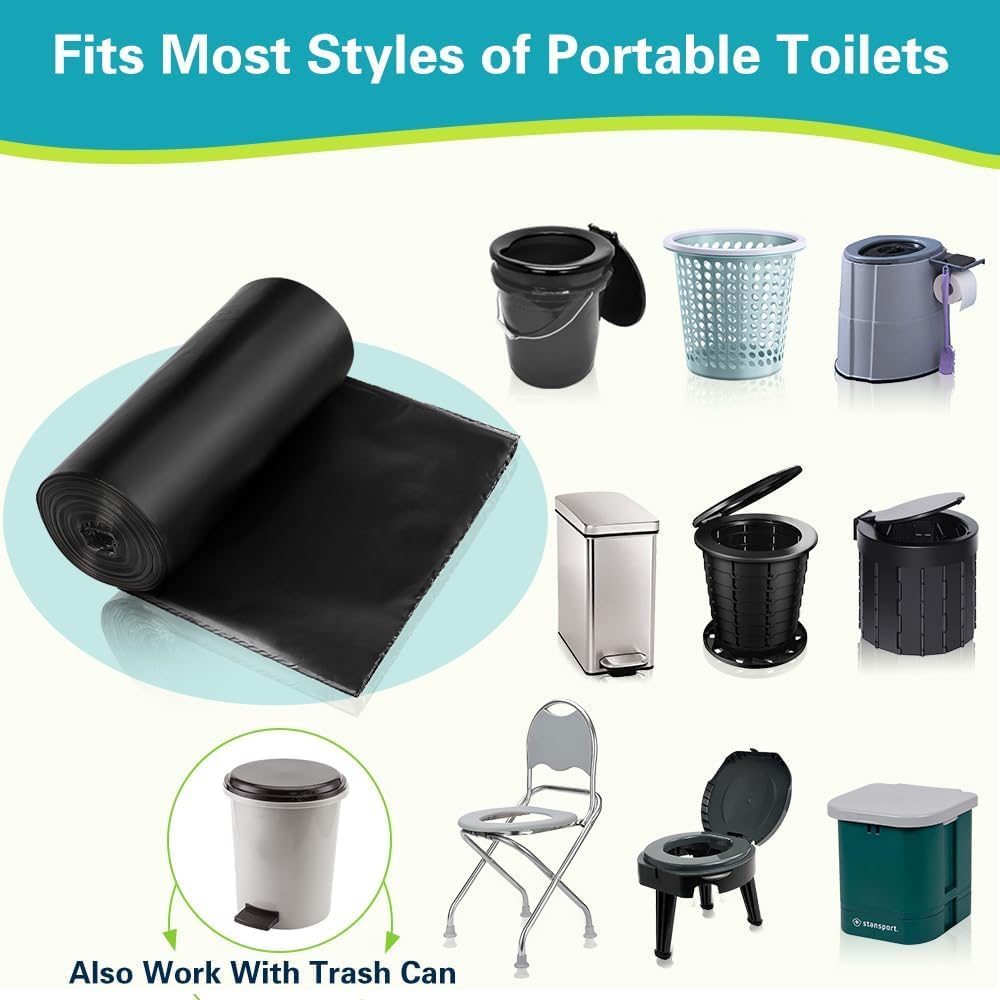 Portable Toilet Bags for Camping, Biodegradable Drawstring Toilet Bags