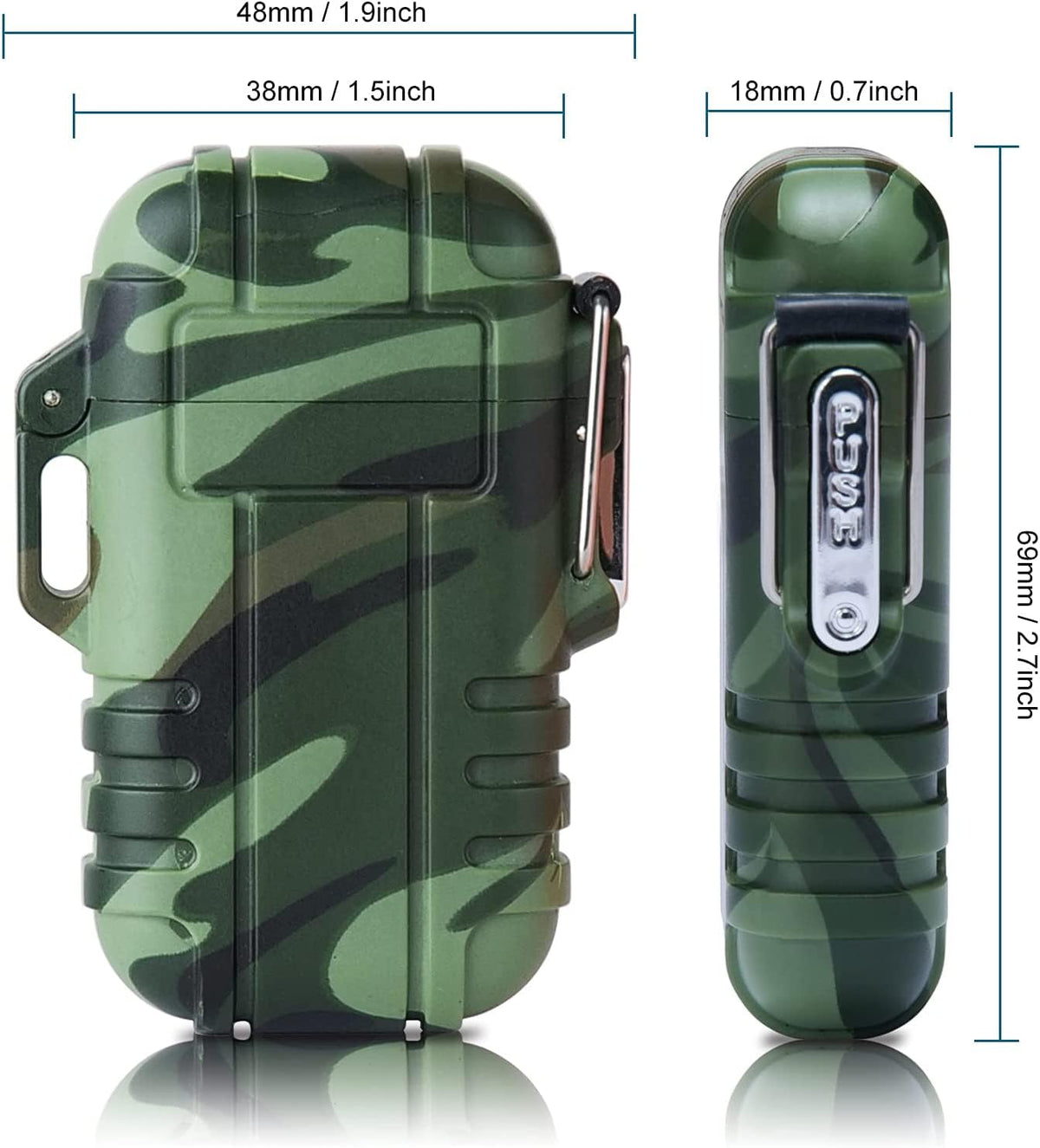 2 Pack Waterproof Lighter Outdoor Windproof Torch Lighters Dual Arc Butane Electric Lighters USB Rechargeable Lighters Flameless Plasma Lighter Camping Hiking Adventure Survival Tactical Gear
