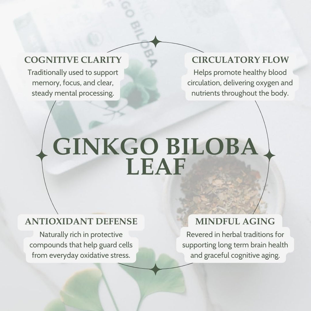Organic Dried Ginkgo Biloba Leaves 4 oz (113g), USDA Certified Organic Ginkgo Leaf Herb Tea, Ginko Biloba Tea, Gingko, Cut and Sifted
