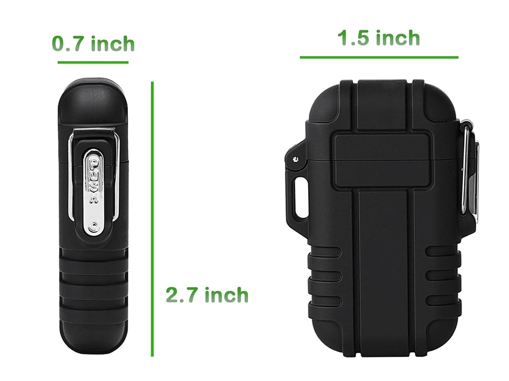 2 Pack Waterproof Lighter Outdoor Windproof Torch Lighters Dual Arc Butane Electric Lighters USB Rechargeable Lighters Flameless Plasma Lighter Camping Hiking Adventure Survival Tactical Gear