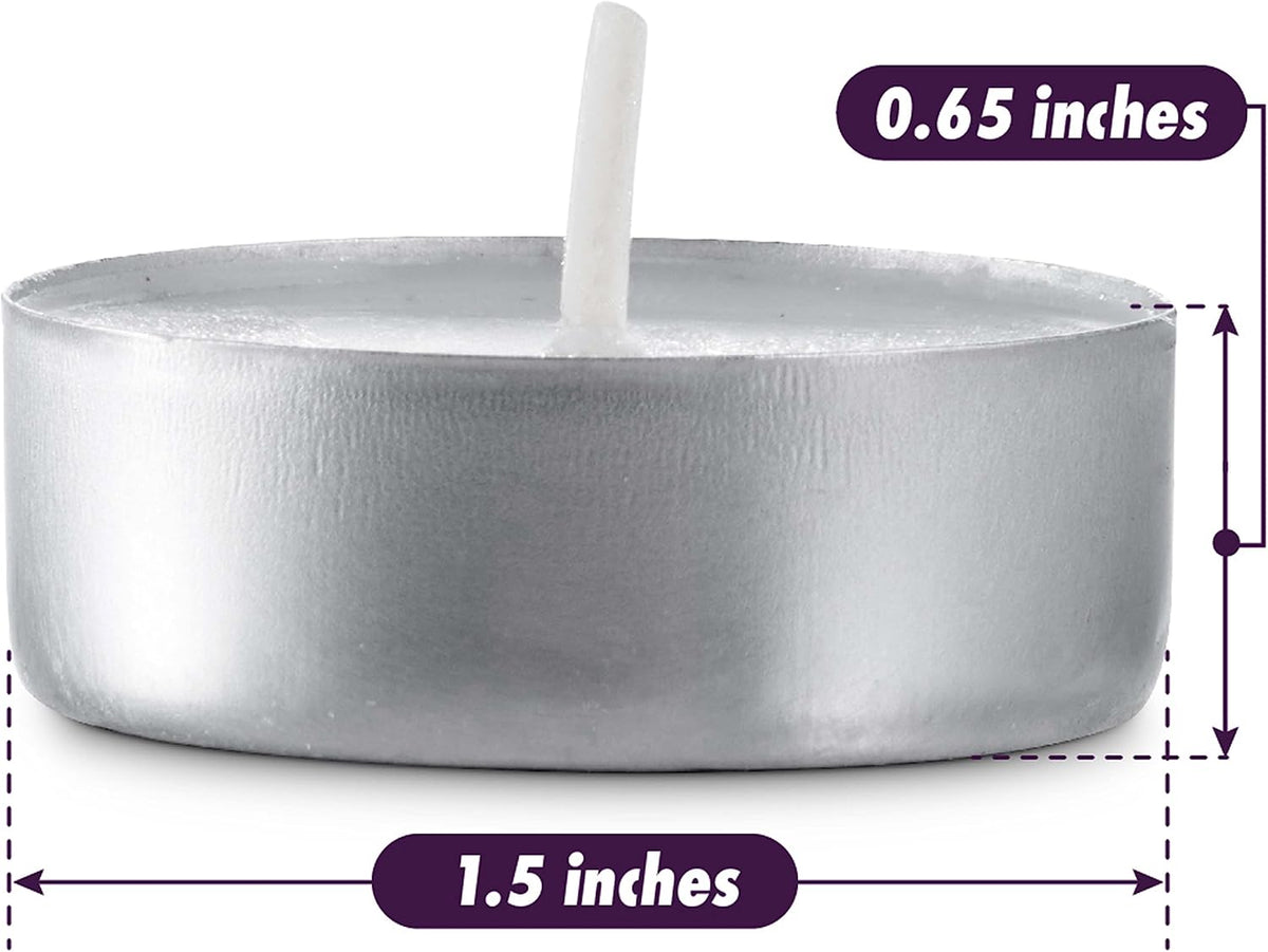 MontoPack Unscented Tea Light Candles 100 Pack | 4 hours, White, Smokeless, Dripless Small Votive Paraffin Tealights | Long-Lasting for Home, Shabbat, Weddings, Events, Emergencies | Mini Candles Bulk