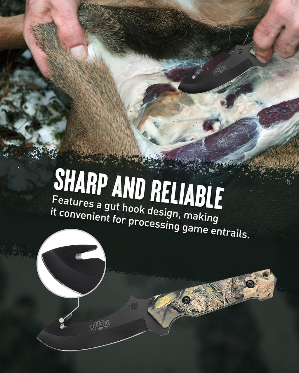 Mossy Oak Fixed Blade Hunting Knife Set - 2 Piece, Sheath Included