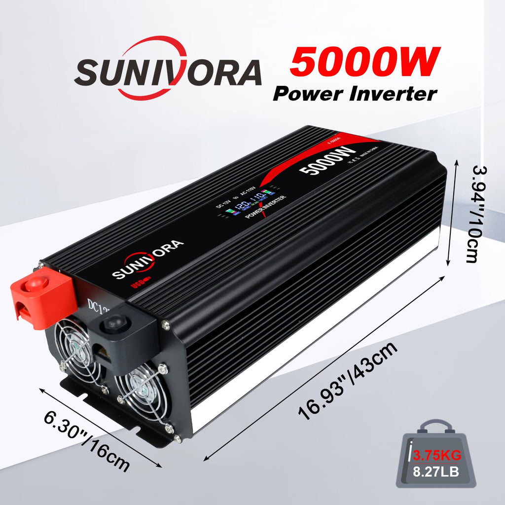 3000W Power Inverter 12V DC to 110V/120V AC Converter 6000W Peak