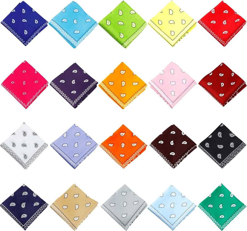 Jeatonge 20 Pcs Bandanas for Women Men Head Scarf Handkerchief 22x22 Inch