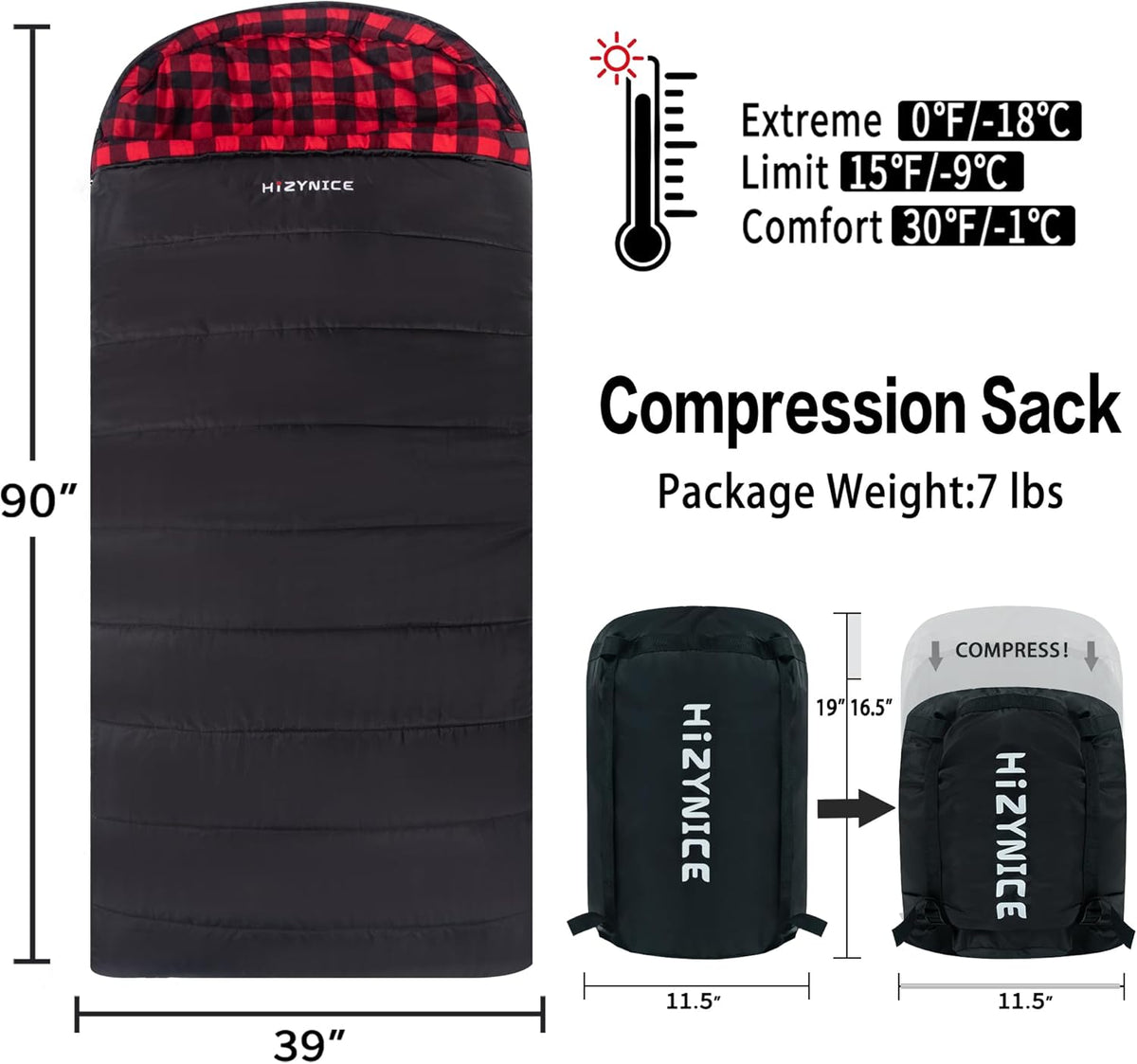 HiZYNICE Sleeping Bags for Adults XXL
