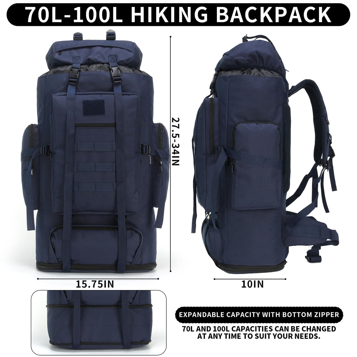 Hiking Backpack 70L/100L Camping Backpack Military Rucksack