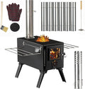 Hot Tent Stove,AVOFOREST Wood Burning Stove,Small Wood Stove with 7 Stainless Chimney Pipes for Outdoor Heating & Cooking, Ice Fishing, Hunting