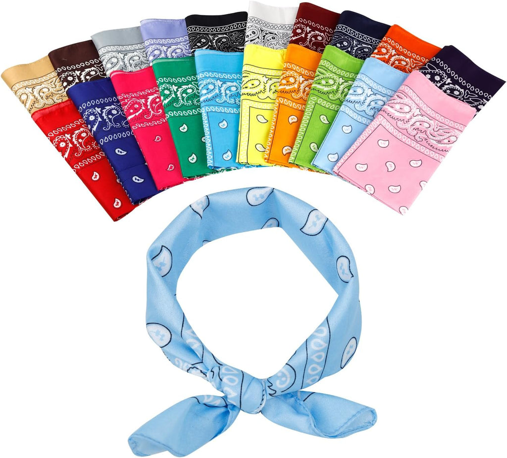 Jeatonge 20 Pcs Bandanas for Women Men Head Scarf Handkerchief 22x22 Inch
