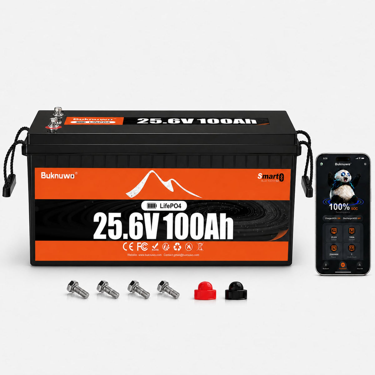 12V 100Ah LiFePO4 Lithium Battery with Bluetooth,15000+ Cycles Lithium Battery for Trolling Motor, Off-Grid,Boat,RV, Marine, Solar (12.8V 100Ah-Bluetooth)