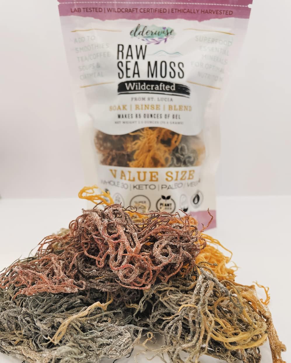 Elderwise Full Spectrum Sea Moss, Wildcrafted, St. Lucia, 2.5oz Raw