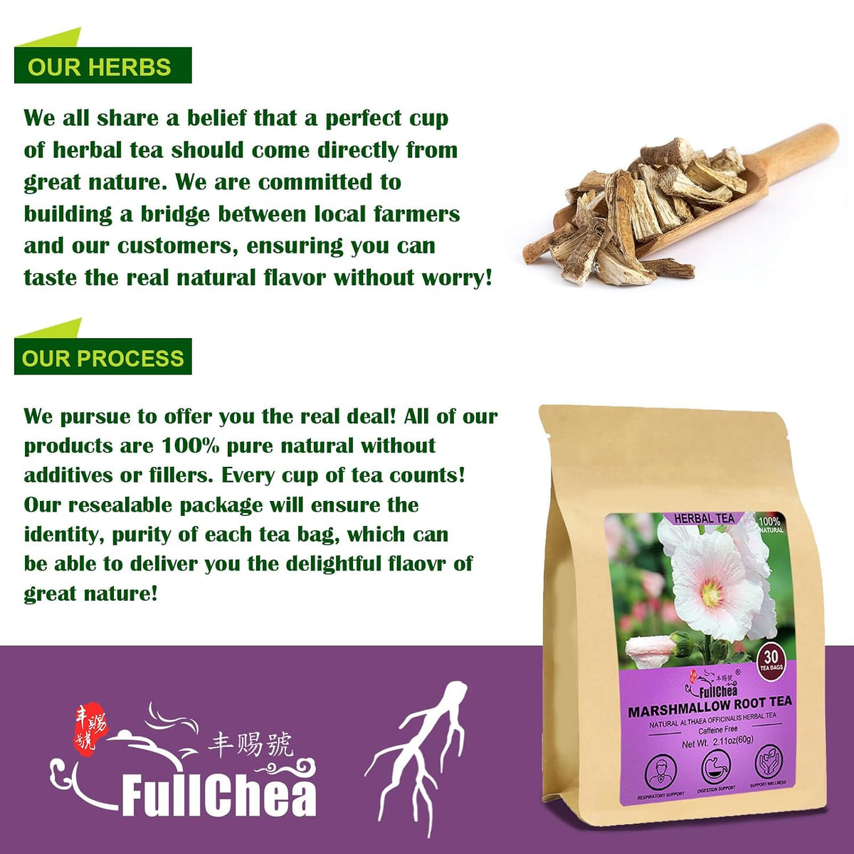 FullChea - Burdock Root Tea Bags, 40 Count, Premium Burdock Root