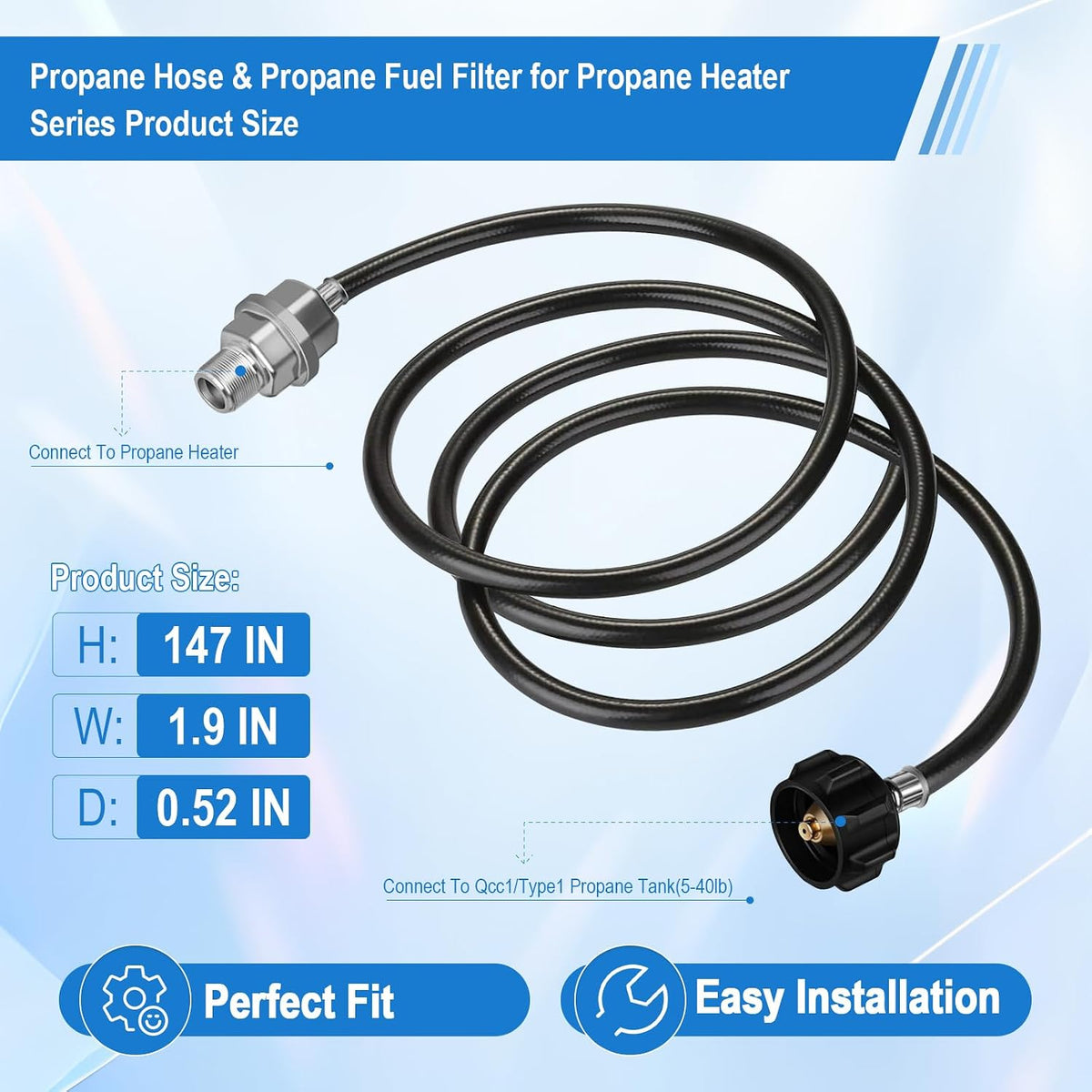 F273699 Propane Fuel Filter with 12FT Propane Hose