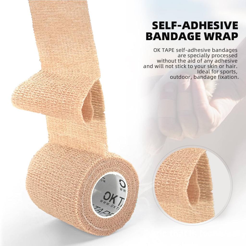 OK TAPE Self Adherent Cohesive Bandages Wrap 12Packs 2" x 5 Yards
