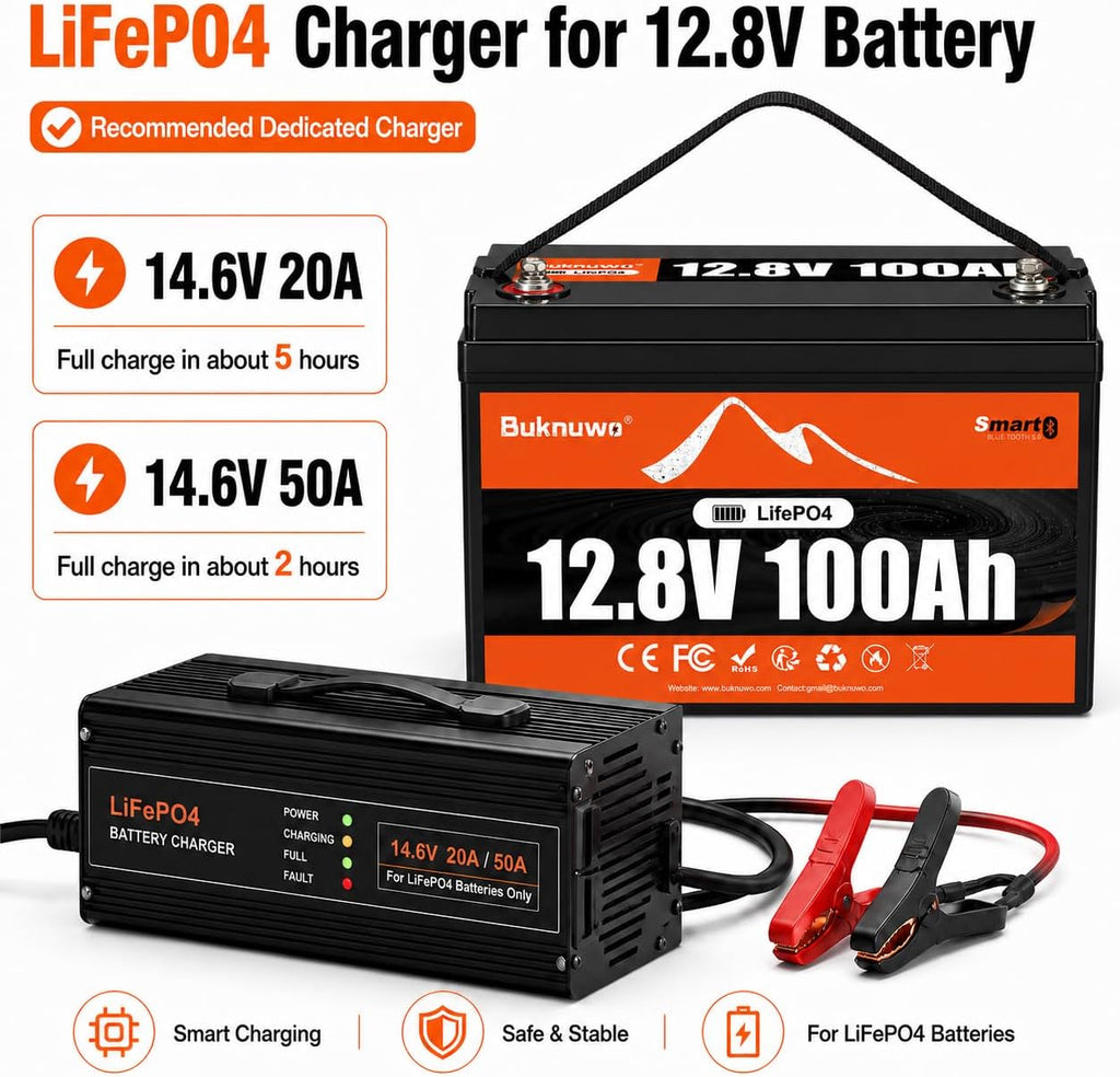 12V 100Ah LiFePO4 Lithium Battery with Bluetooth,15000+ Cycles Lithium Battery for Trolling Motor, Off-Grid,Boat,RV, Marine, Solar (12.8V 100Ah-Bluetooth)