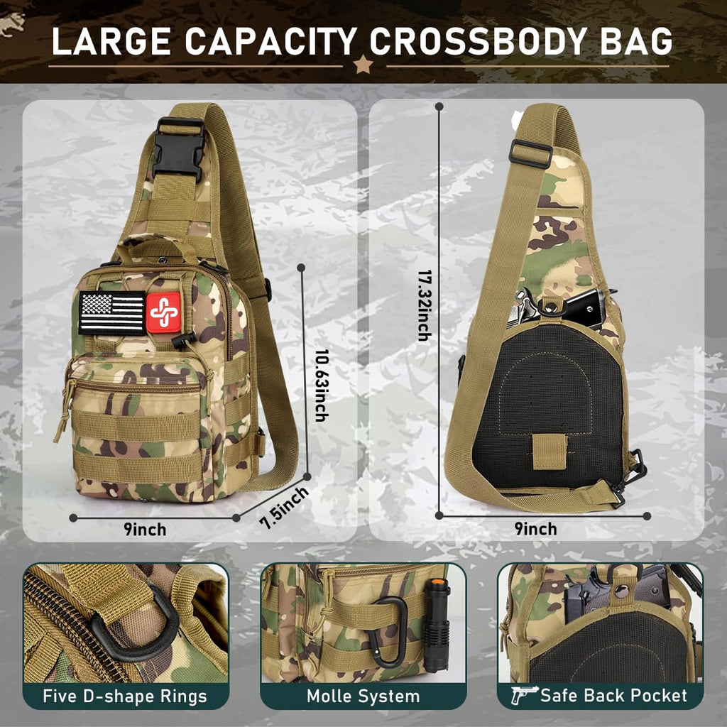 Survival Kit, 262 Piece Survival Gear and Supplies with First Aid Kit Pouch and Crossbody Bag