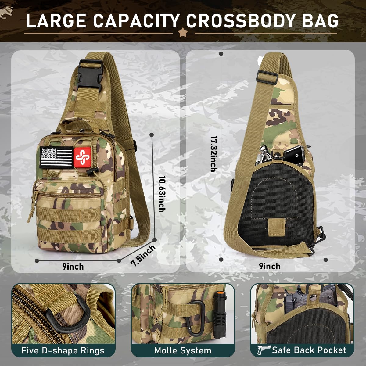 Survival Kit, 262 Piece Survival Gear and Supplies with First Aid Kit Pouch and Crossbody Bag