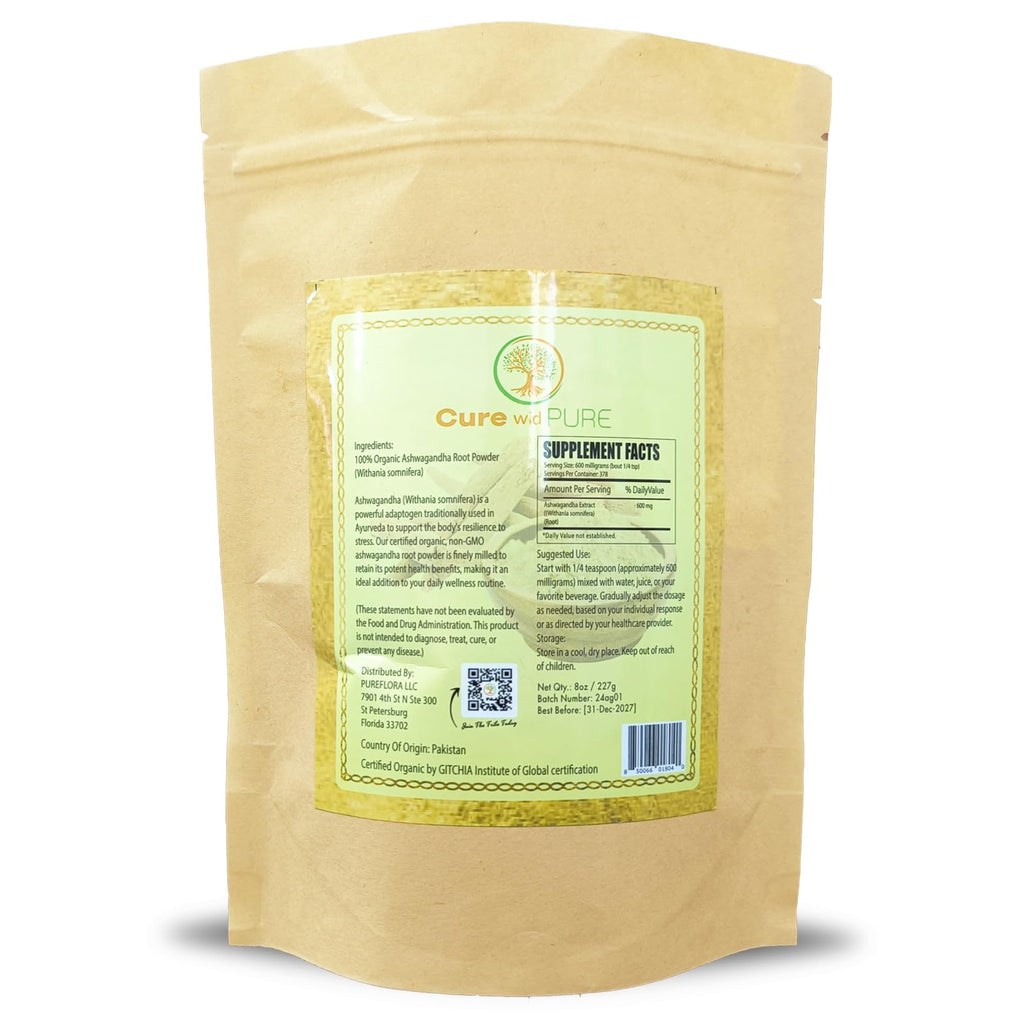 Cure wid Pure Organic Ashwagandha Root 4oz Cut & Sifted Ashwagandha Tea