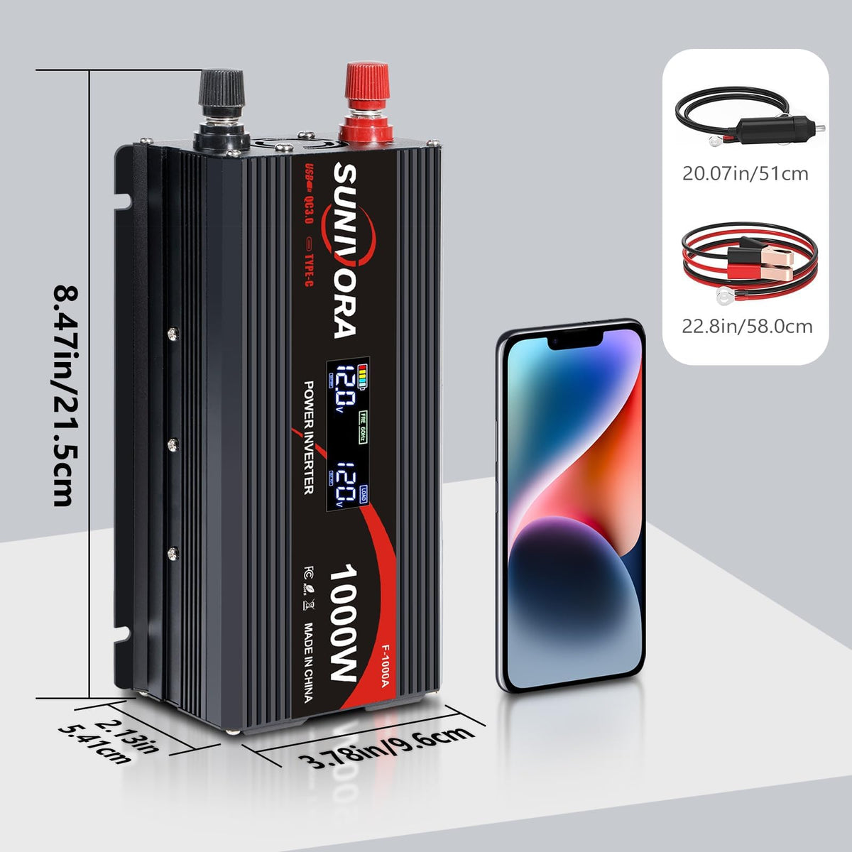 3000W Power Inverter 12V DC to 110V/120V AC Converter 6000W Peak