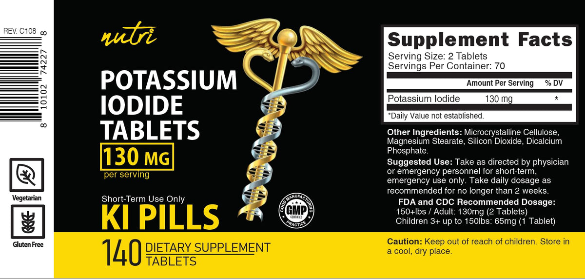 Nutri Potassium Iodide Tablets, 130mg - 120 Tablets (2 Pack)