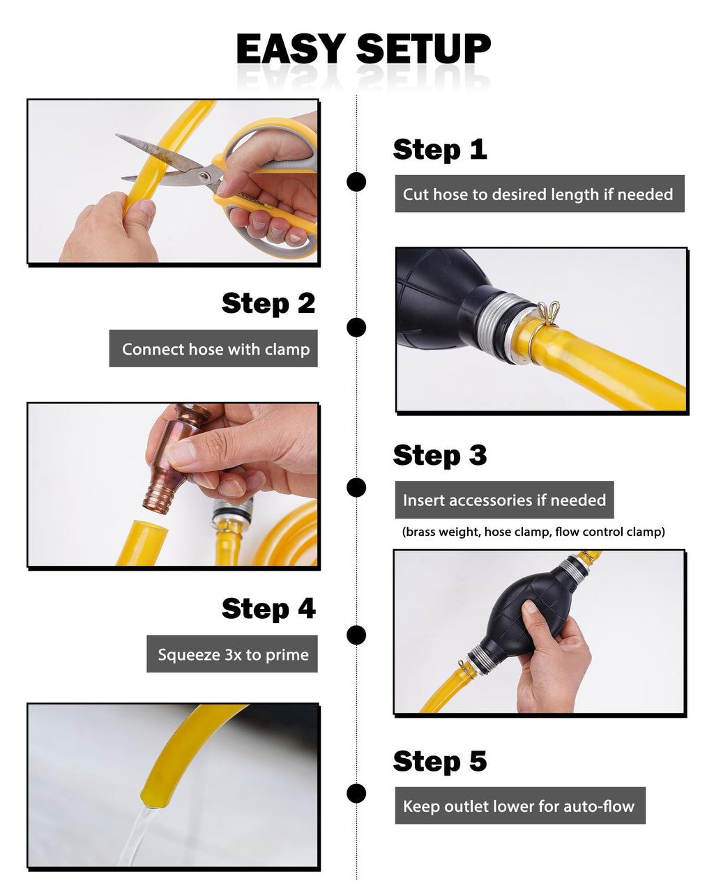 Fuel Transfer Pump for Gasoline, Diesel, Water, Hand Gas Siphon Hose Pump