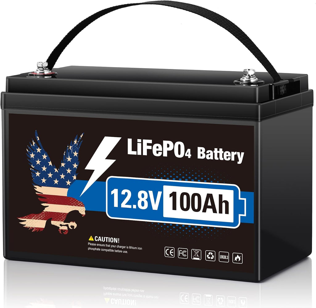 12V 100Ah LiFePO4 Lithium Battery, Group 31 Built-in 100A Smart BMS, 15000+ Deep Cycles Lithium Iron Phosphate 1280Wh Batteries Low-Temp Protection for RV, Marine Trolling Motor, Solar, Home, Off-Grid