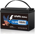 12V 100Ah LiFePO4 Lithium Battery, Group 31 Built-in 100A Smart BMS, 15000+ Deep Cycles Lithium Iron Phosphate 1280Wh Batteries Low-Temp Protection for RV, Marine Trolling Motor, Solar, Home, Off-Grid