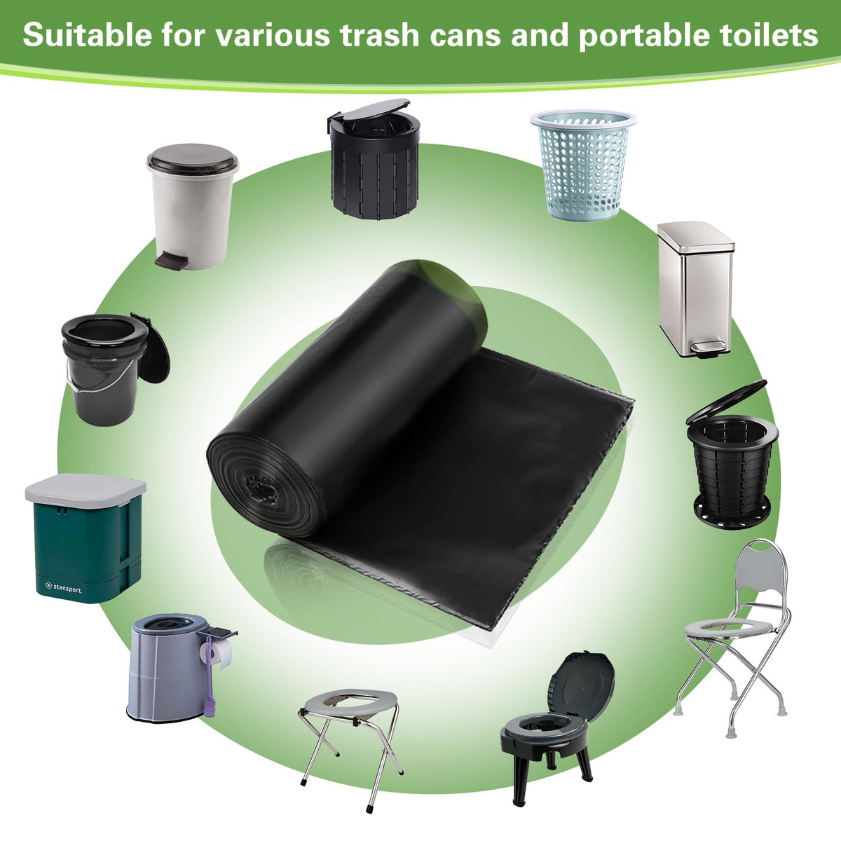 Portable Toilet Bags for Camping, Biodegradable Drawstring Toilet Bags