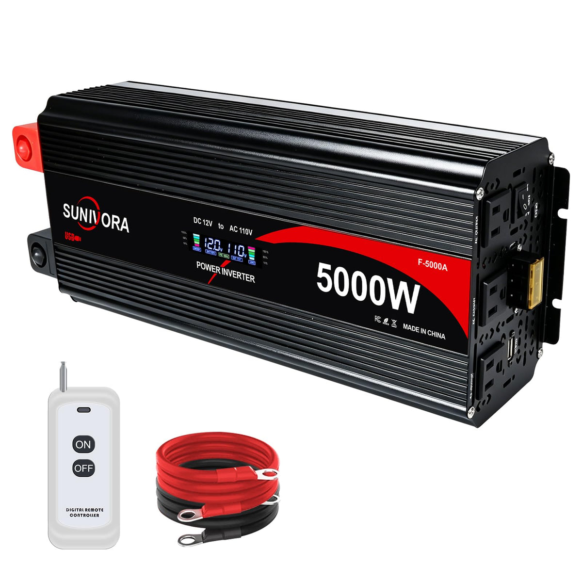 3000W Power Inverter 12V DC to 110V/120V AC Converter 6000W Peak