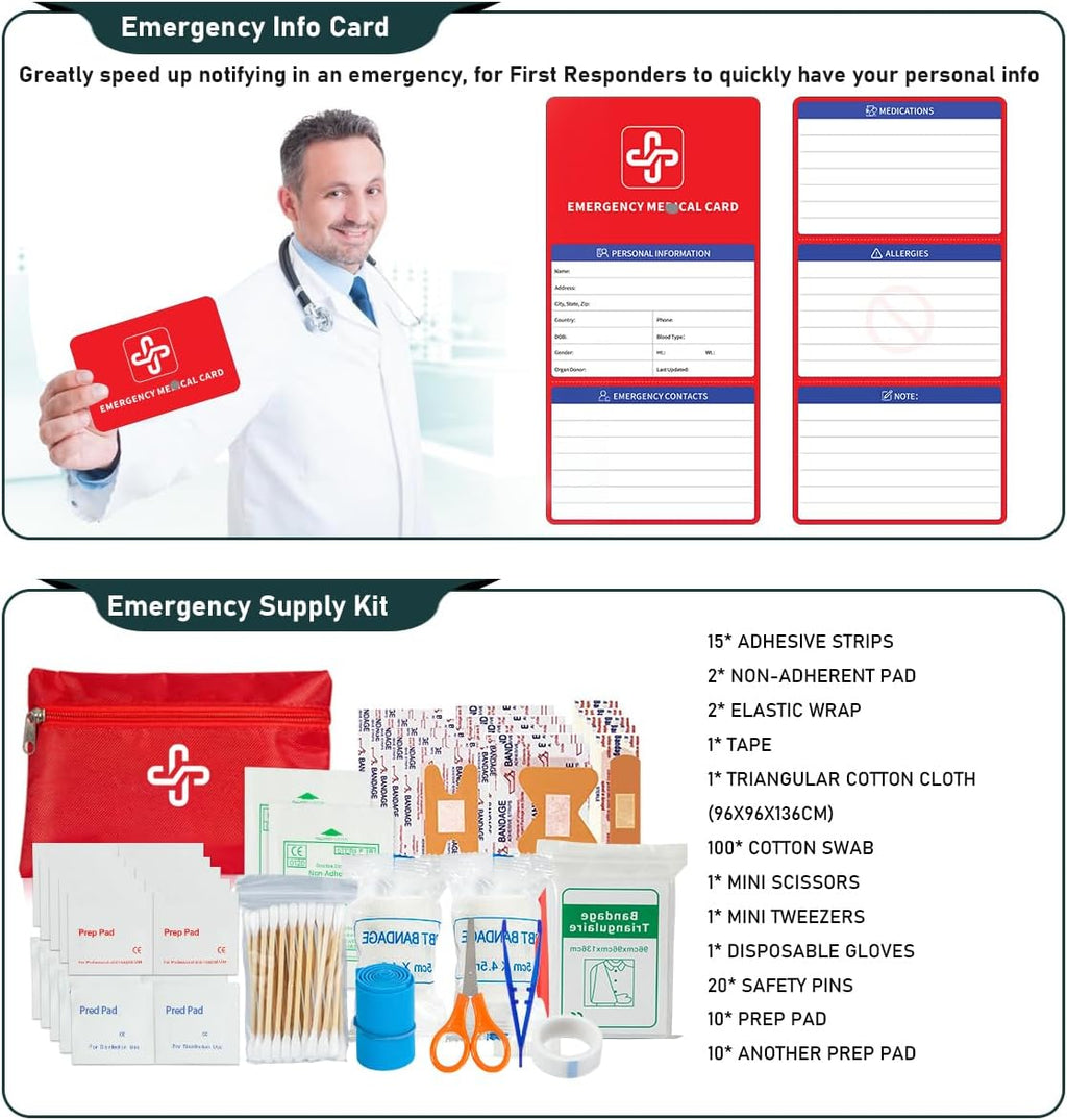 Survival Kit, 262 Piece Survival Gear and Supplies with First Aid Kit Pouch and Crossbody Bag