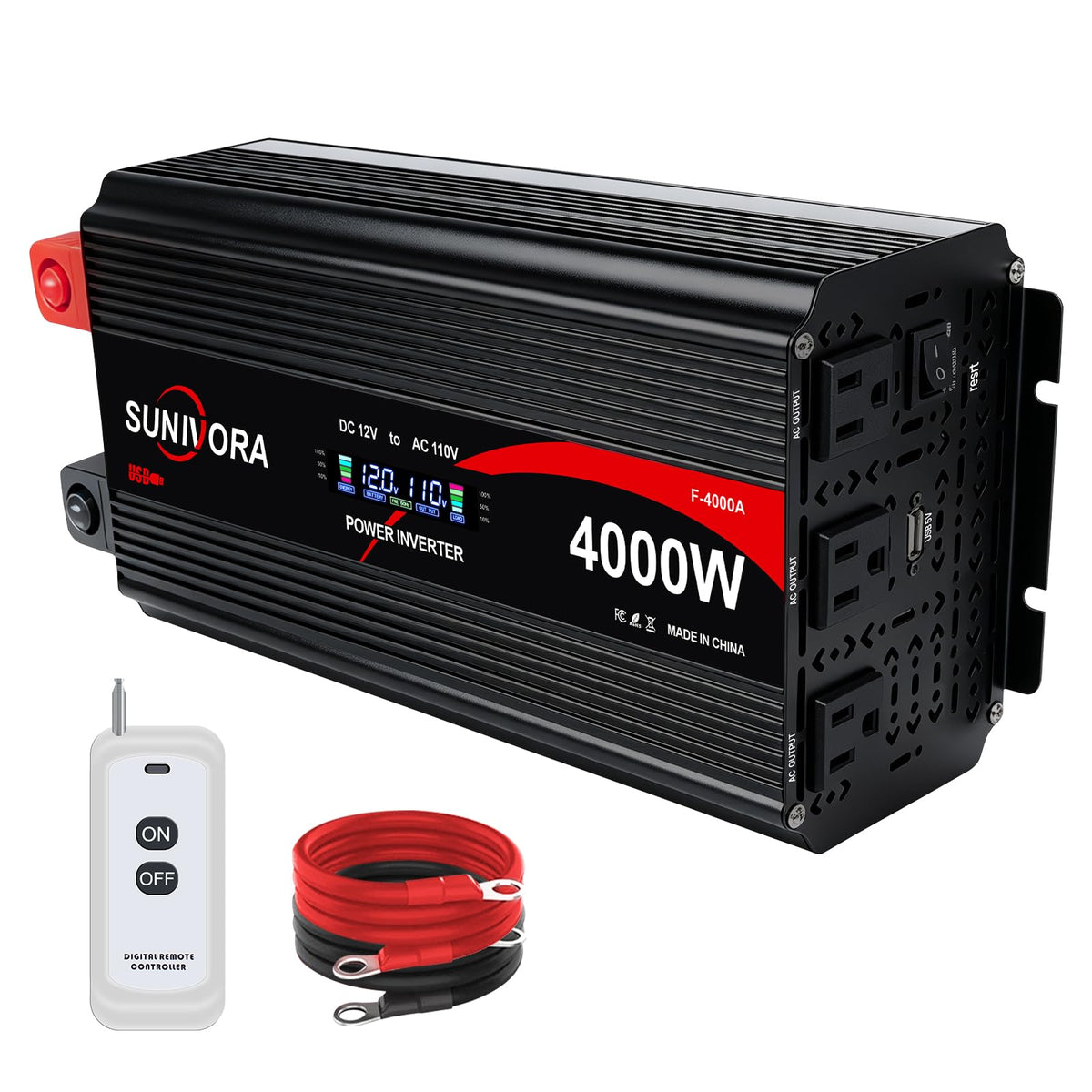 3000W Power Inverter 12V DC to 110V/120V AC Converter 6000W Peak