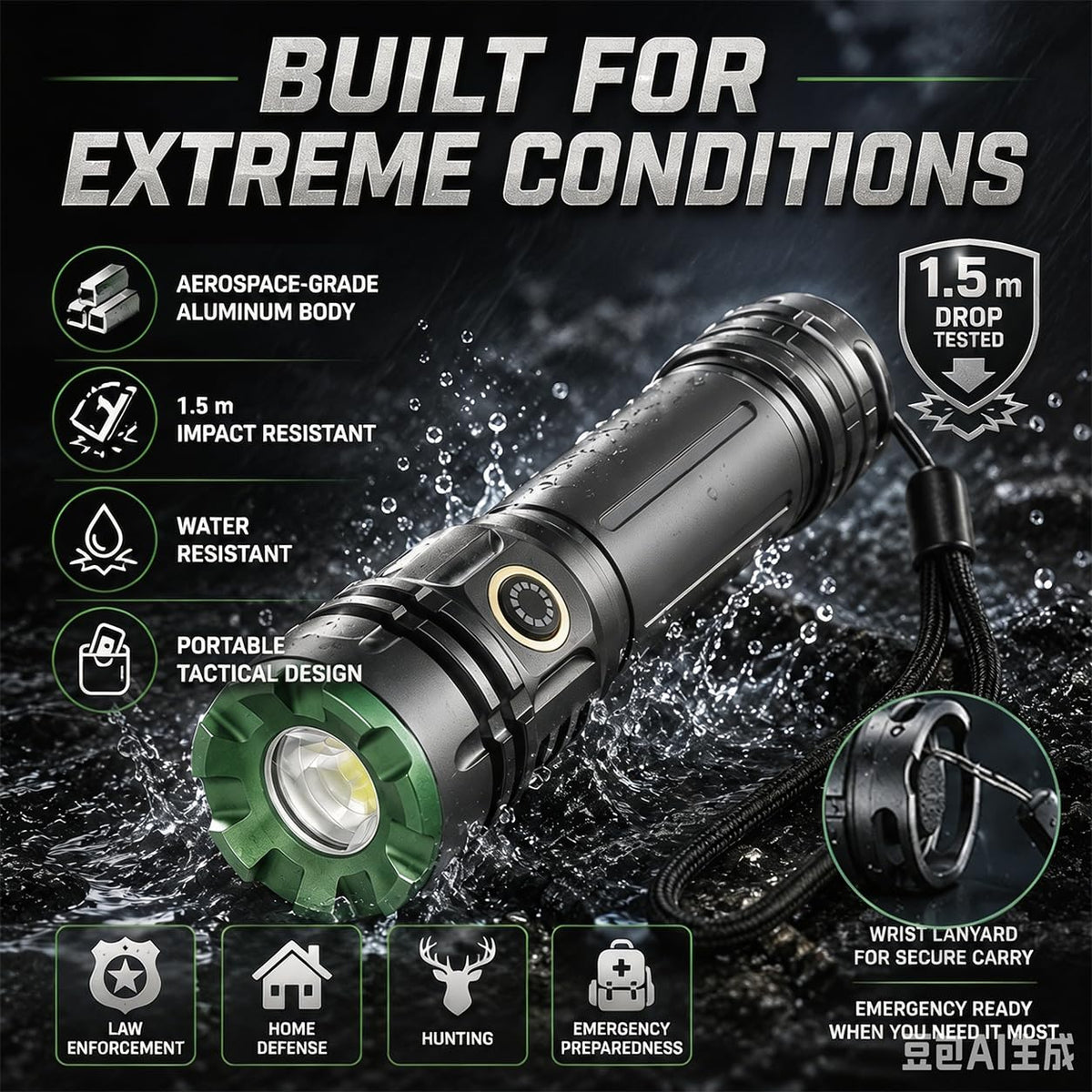 Queena 2 Pack LED Rechargeable Flashlight