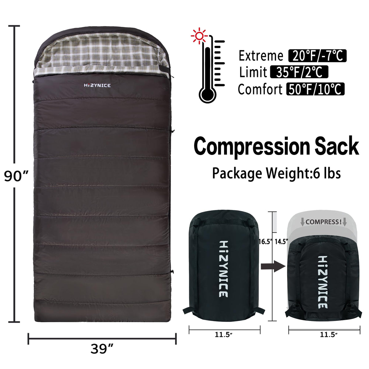 HiZYNICE Sleeping Bags for Adults XXL