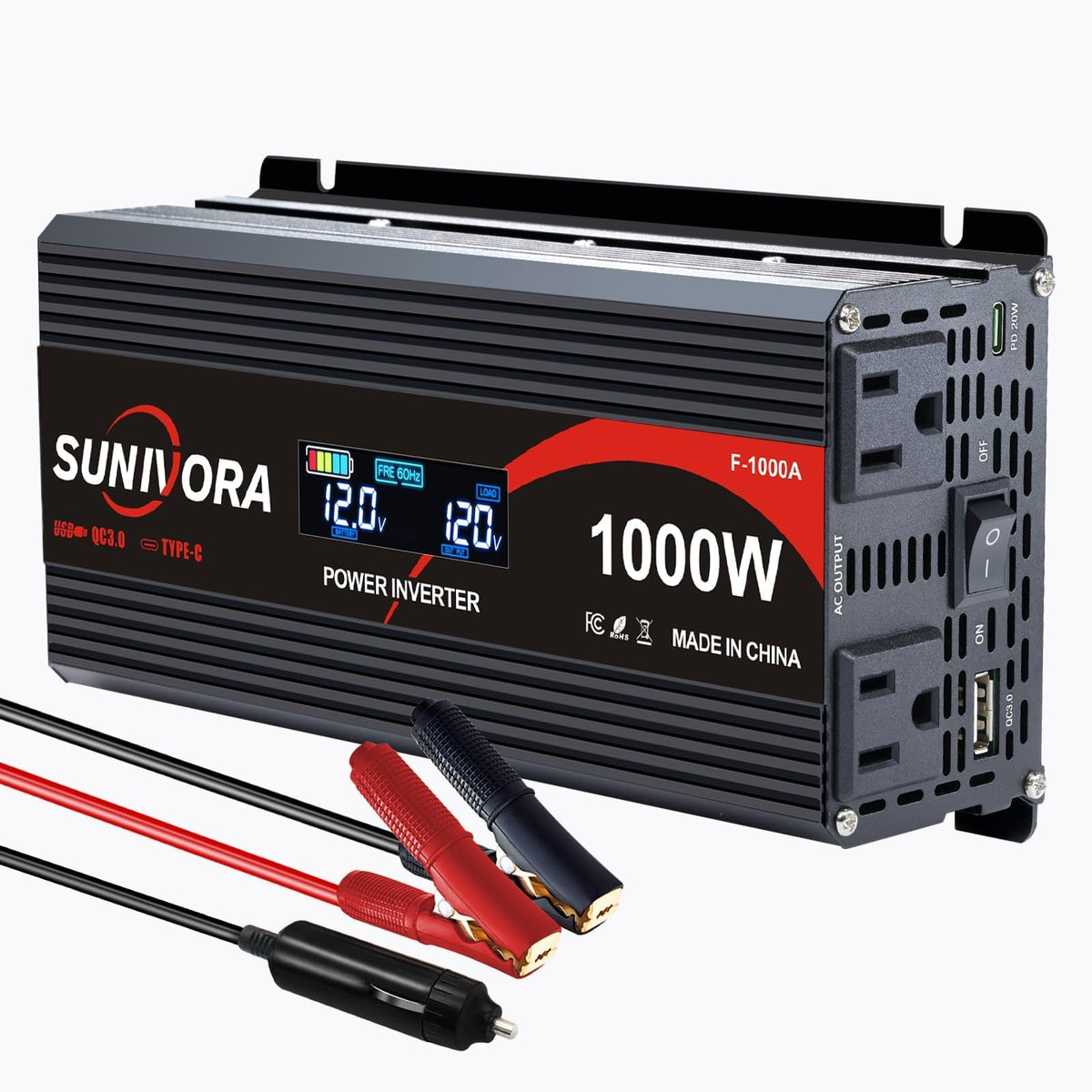 3000W Power Inverter 12V DC to 110V/120V AC Converter 6000W Peak