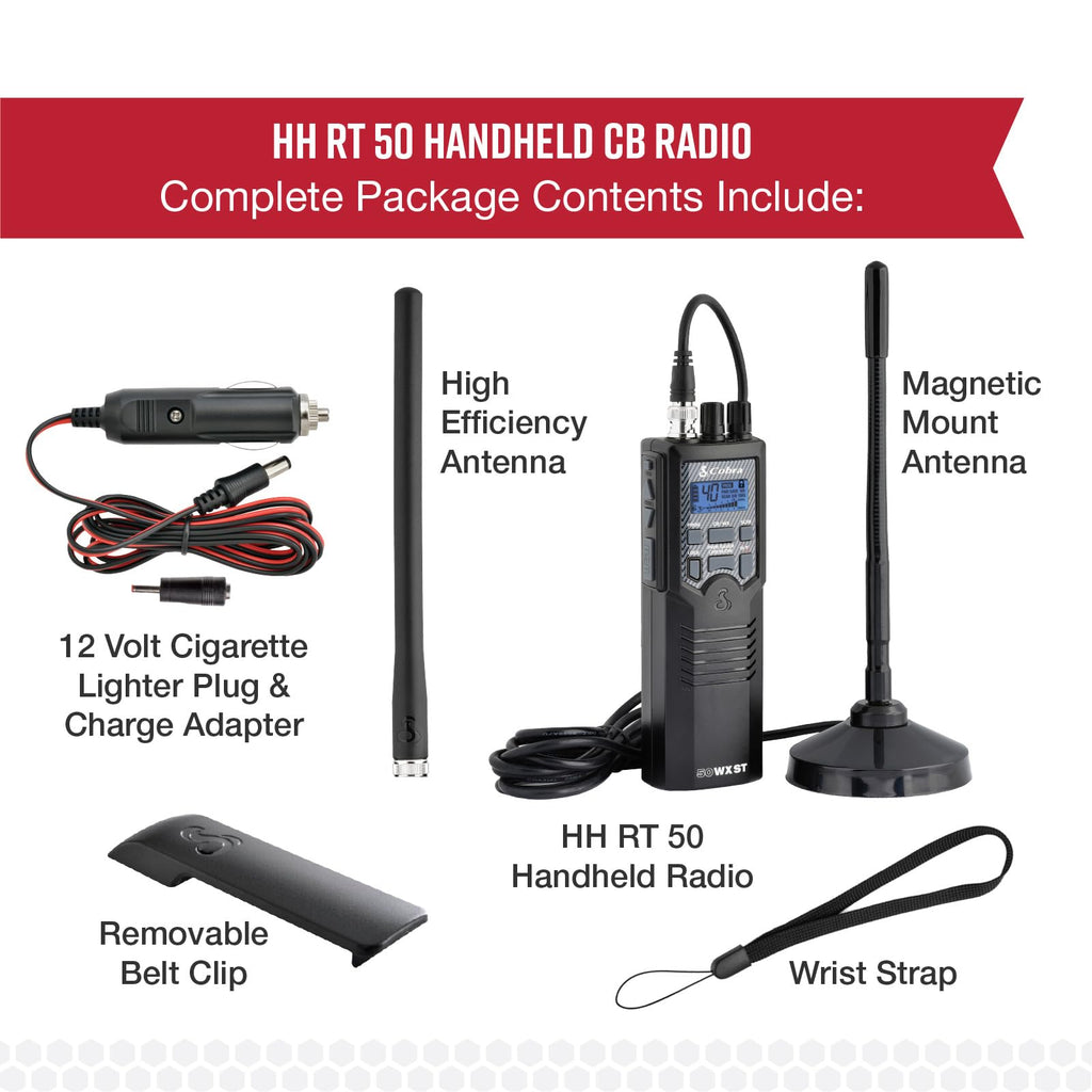 Cobra HH50WXST Handheld CB Radio - Emergency Radio with Access to Full 40 Channels and NOAA Alerts, Earphone Jack, 4 Watt Power Output