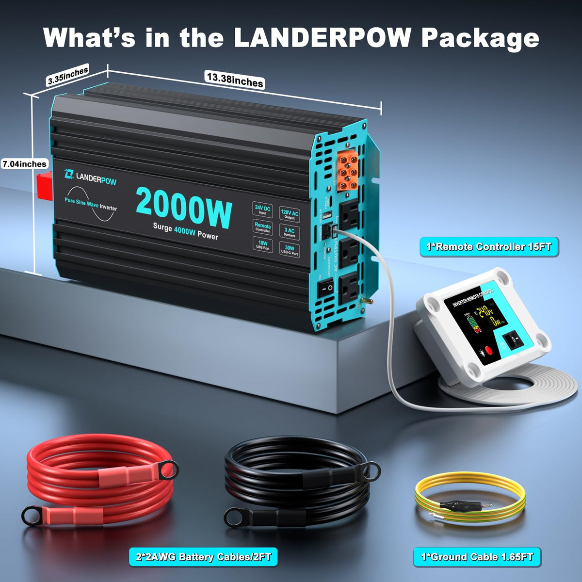 3000W Pure Sine Wave Inverter 12V DC to 120V AC 6000W Peak for RV