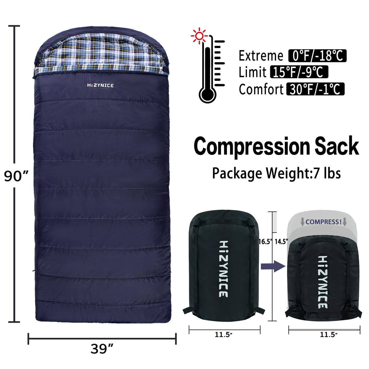 HiZYNICE Sleeping Bags for Adults XXL