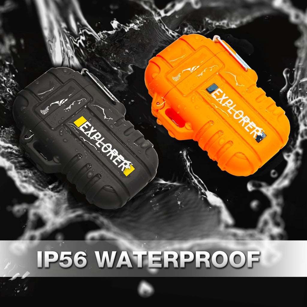 2 Pack Waterproof Lighter Outdoor Windproof Torch Lighters Dual Arc Butane Electric Lighters USB Rechargeable Lighters Flameless Plasma Lighter Camping Hiking Adventure Survival Tactical Gear