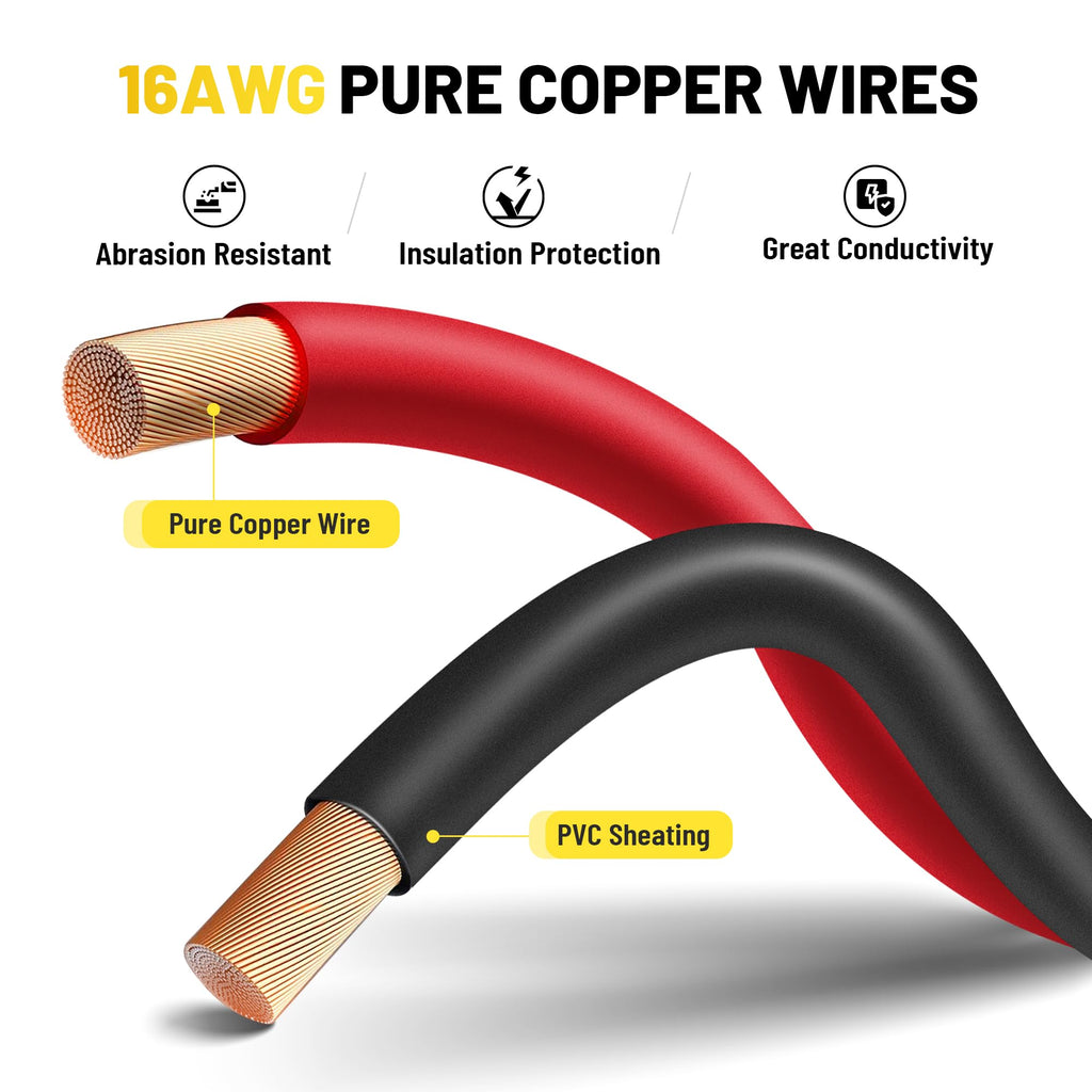 25FT Battery Charger SAE Extension Cable 16AWG, 2 Pin SAE Quick Connector for Solar Panel,Automotive,Charging, Trolling Motor with Reversing Adapter