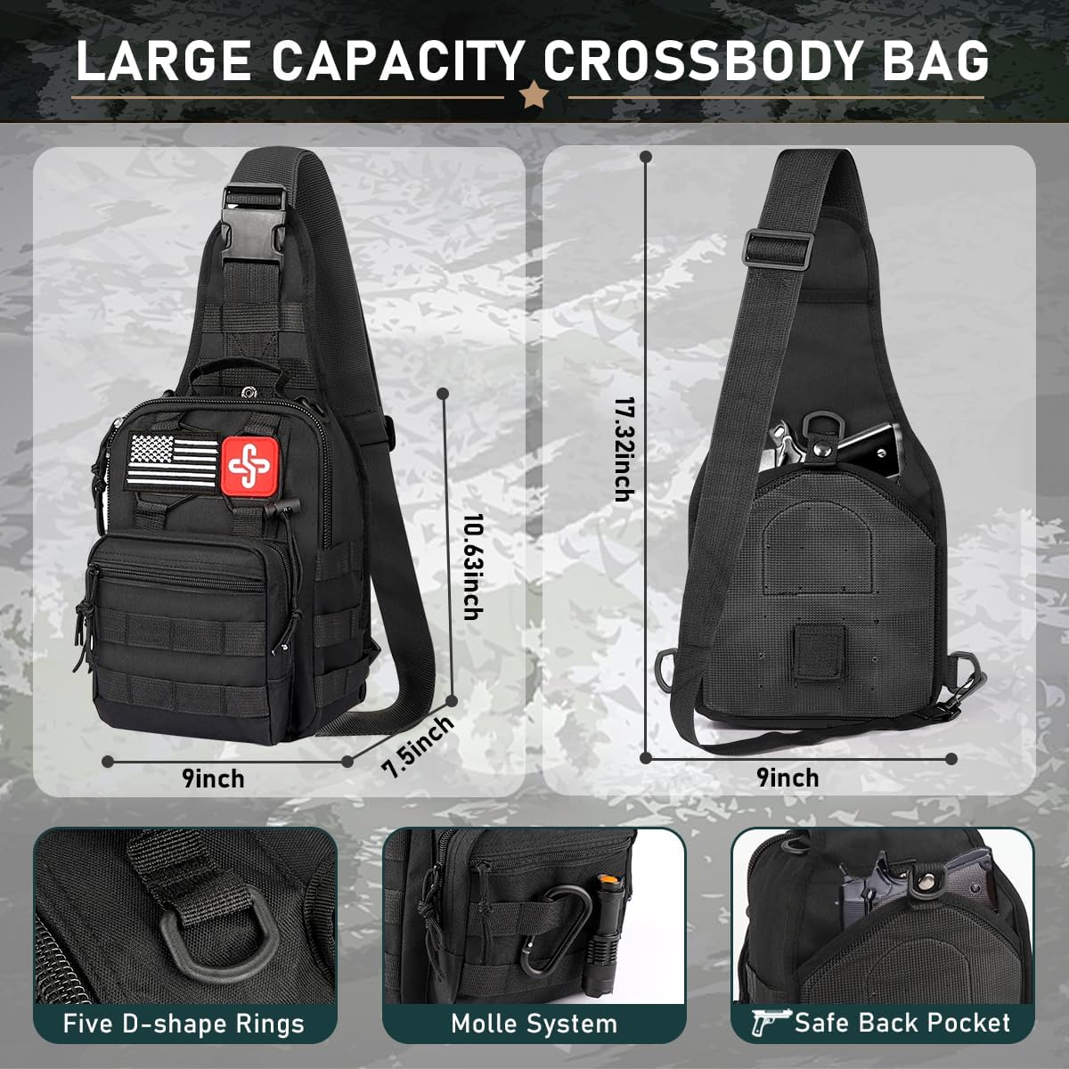 Survival Kit, 262 Piece Survival Gear and Supplies with First Aid Kit Pouch and Crossbody Bag
