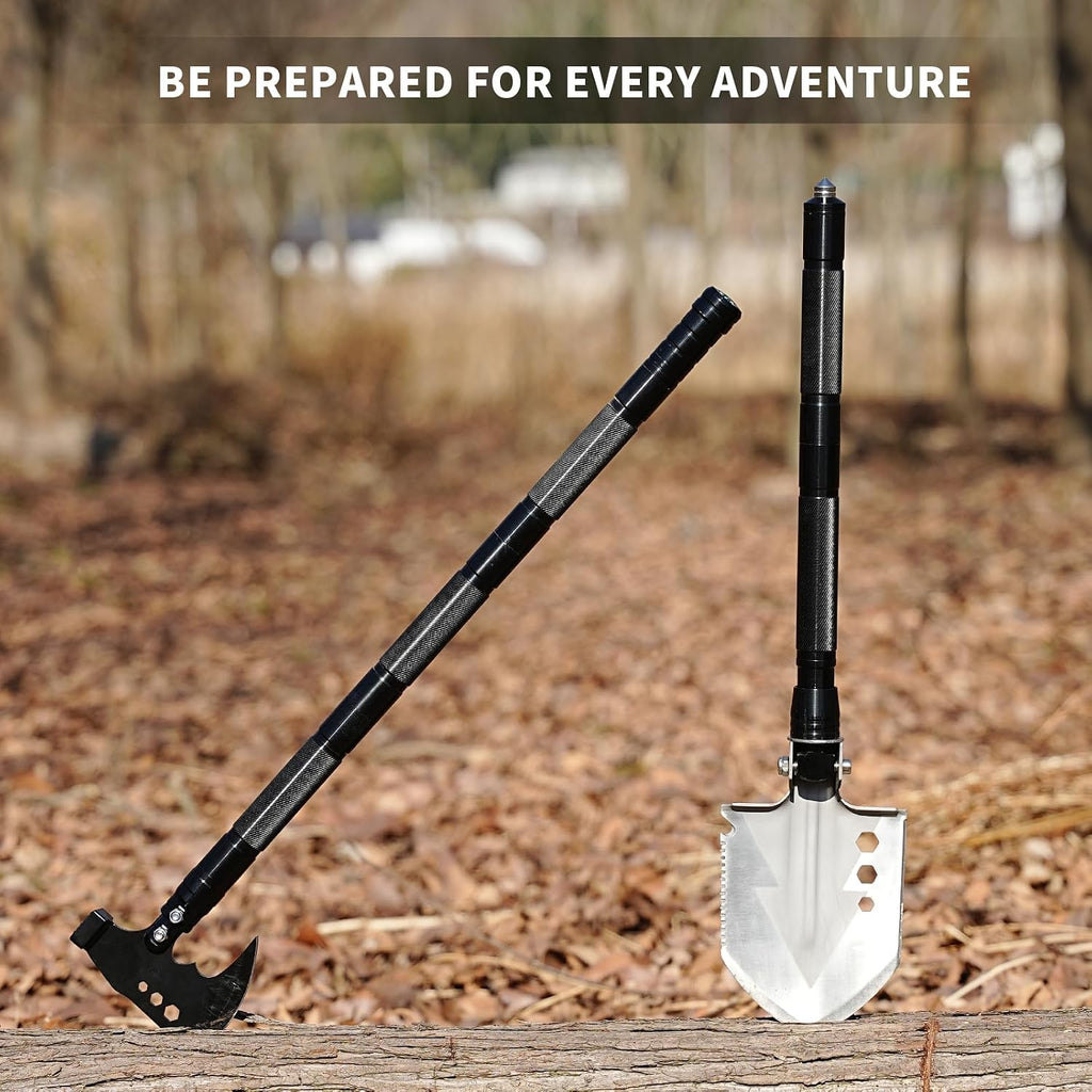 Camping Foldable Digging Shovel, MultiTool Steel Tactical Kit, Military Survival Shovel