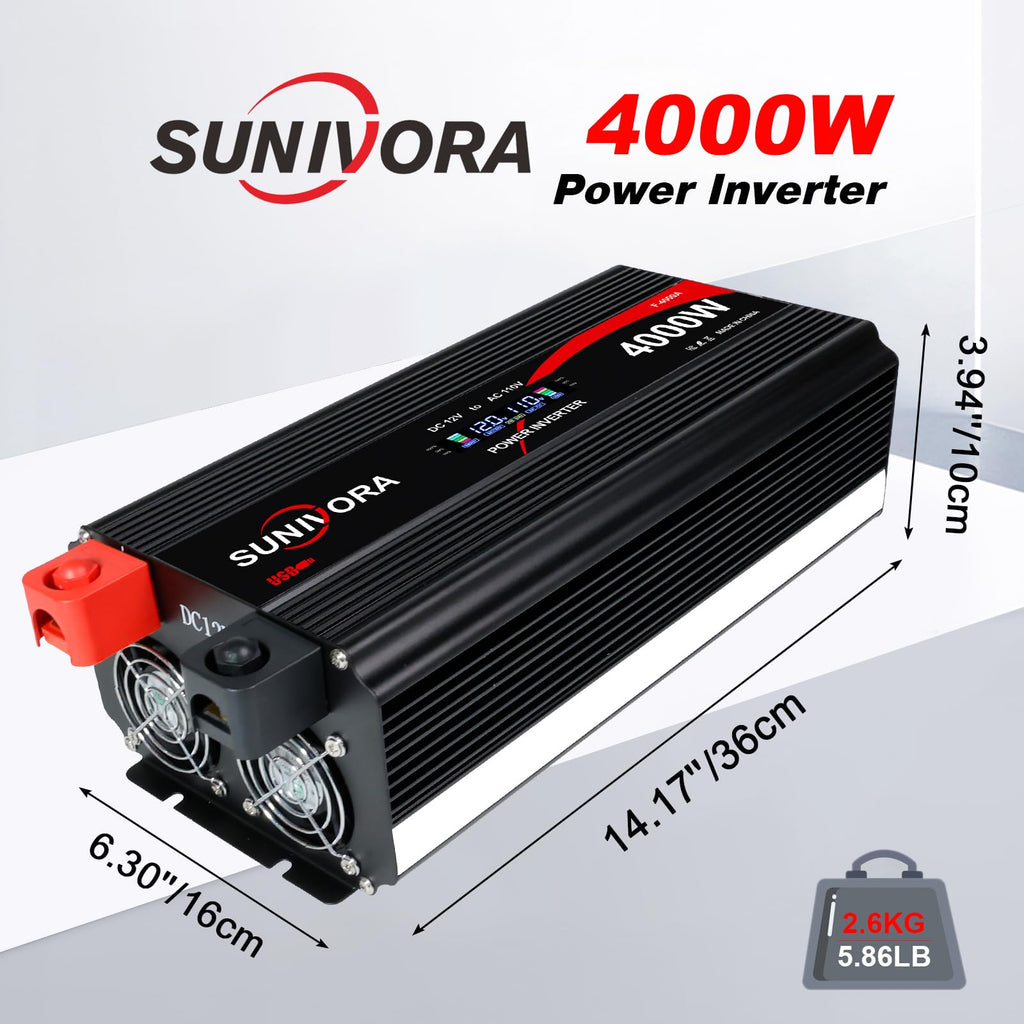 3000W Power Inverter 12V DC to 110V/120V AC Converter 6000W Peak