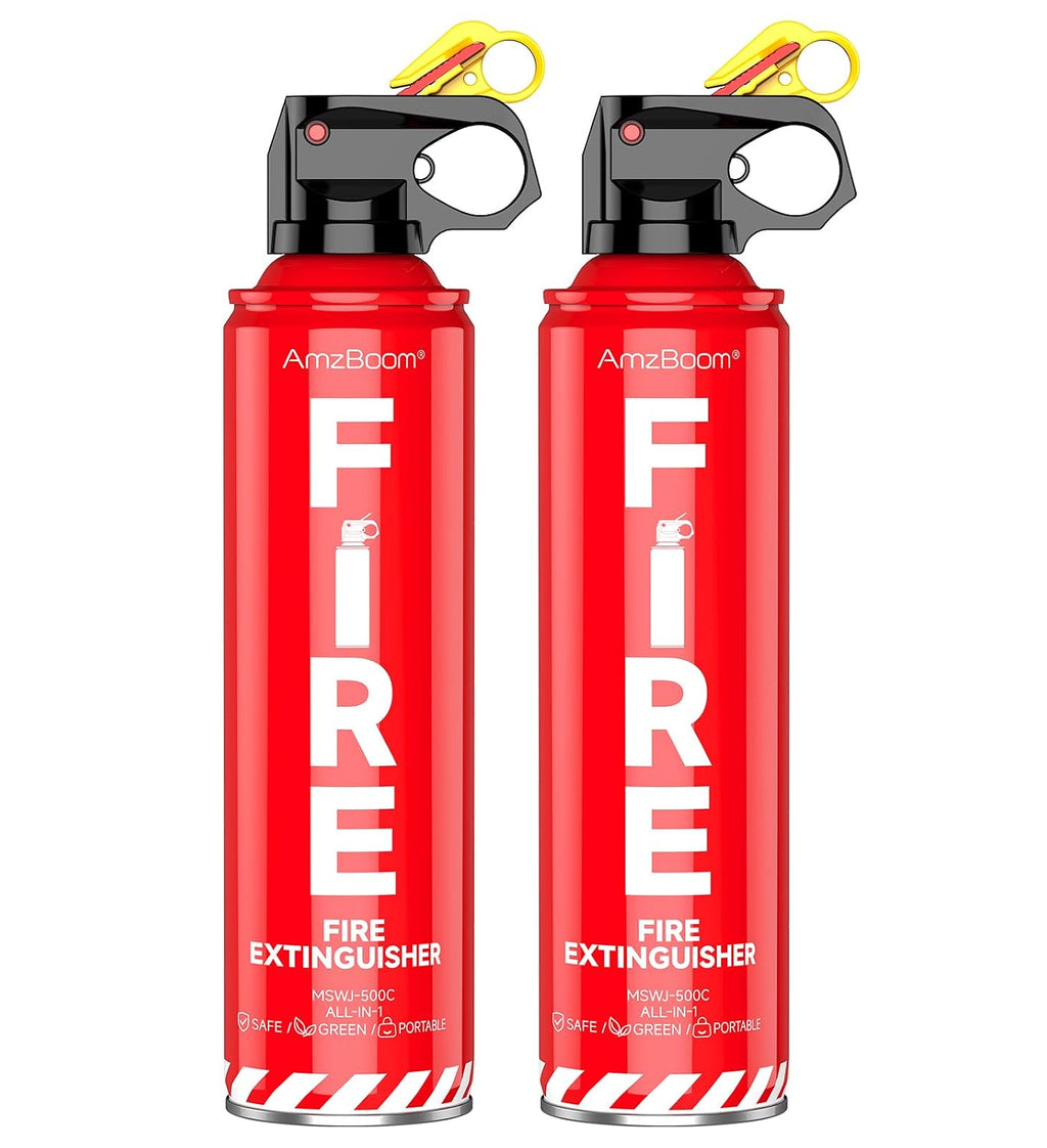 AmzBoom 2-Pack Fire Extinguisher for Home, Kitchen, Car, and Grill with Mounting Bracket– Extinguishing Spray