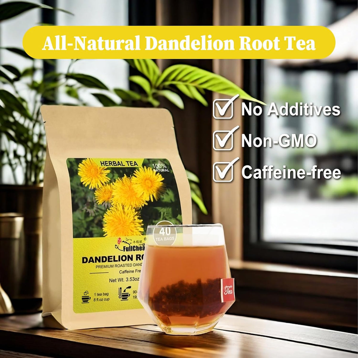 FullChea - Burdock Root Tea Bags, 40 Count, Premium Burdock Root