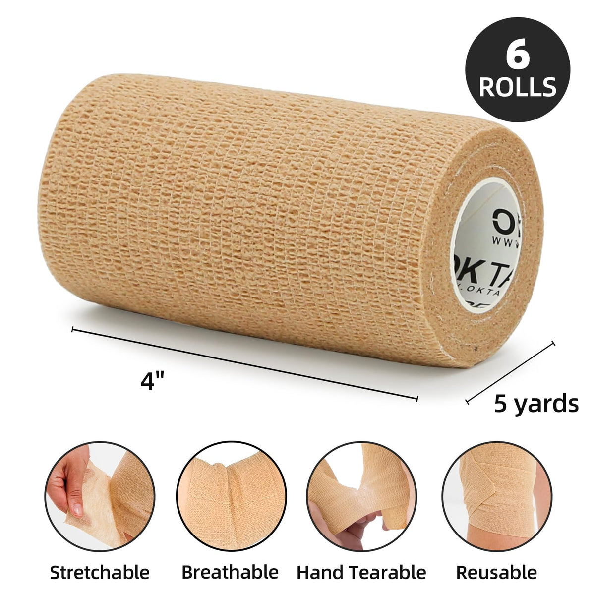 OK TAPE Self Adherent Cohesive Bandages Wrap 12Packs 2" x 5 Yards
