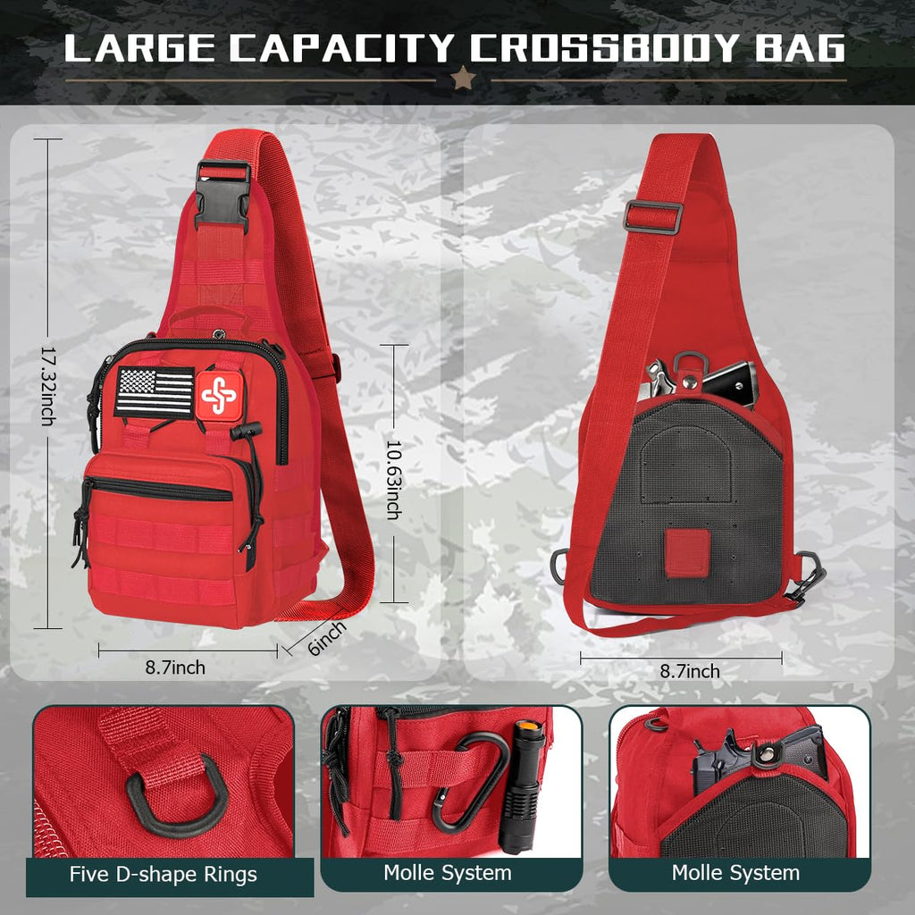 Survival Kit, 262 Piece Survival Gear and Supplies with First Aid Kit Pouch and Crossbody Bag