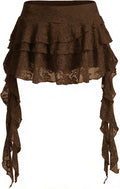 Women's Y2K Mini Skirt Ruffle Lace Mesh Asymmetrical Flowy Short Skort