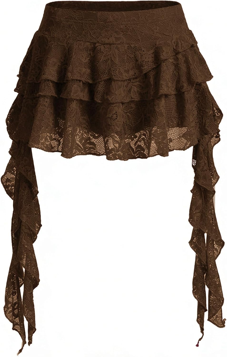 Women's Y2K Mini Skirt Ruffle Lace Mesh Asymmetrical Flowy Short Skort